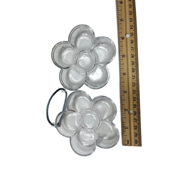 Clear Flower-Shaped Plastic Ornament Set With Hanging String A396 - Picture 2 of 4
